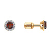 Серьги пусеты из красного золота с гранатами м фианитами