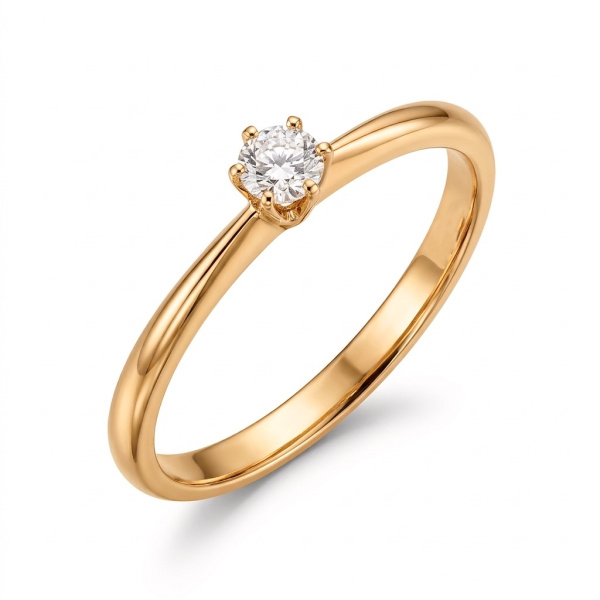 Кольцо из красного золота с бриллиантом