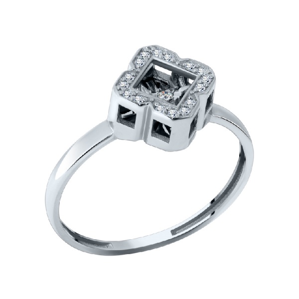 Кольцо из белого золота с танцующим бриллиантом