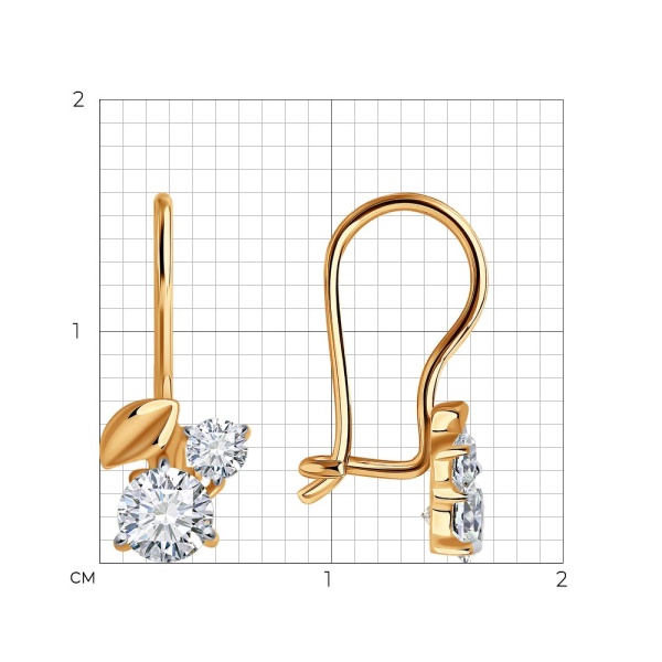 Серьги из красного золота с фианитами