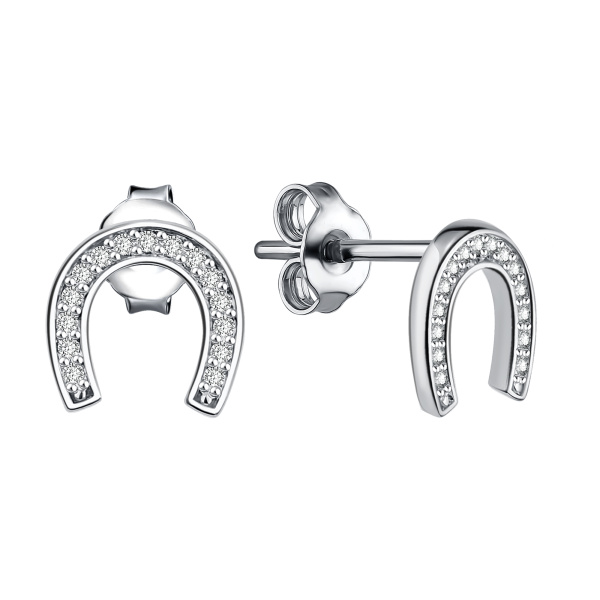 Серьги пусеты из серебра с фианитами