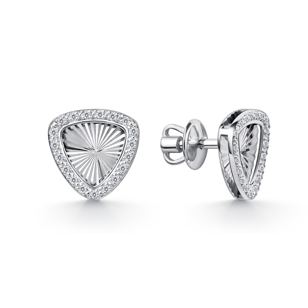 Серьги пусеты из белого золота с бриллиантами