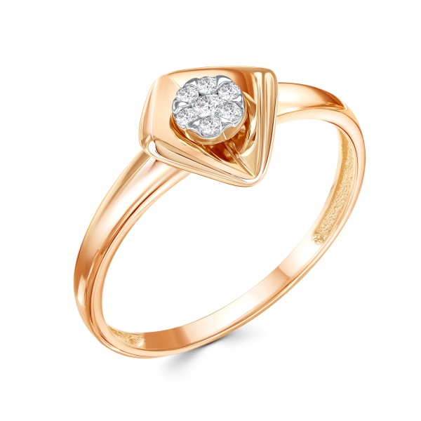 Кольцо из красного золота с фианитами