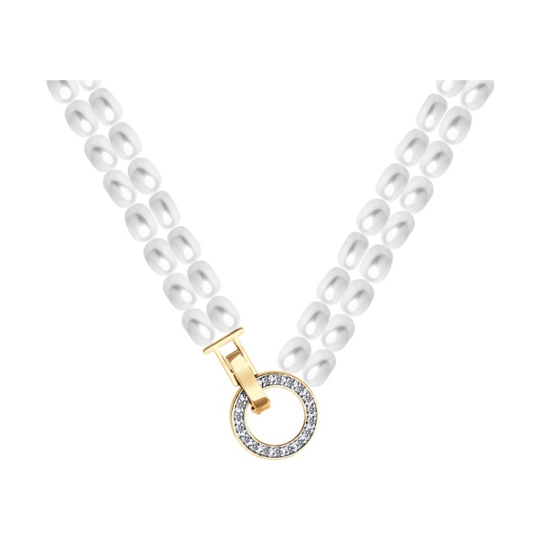 Колье из красного золота с жемчугом и бриллиантами