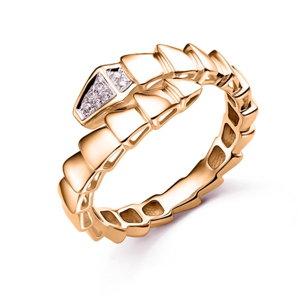 Кольцо из красного золота с бриллиантами