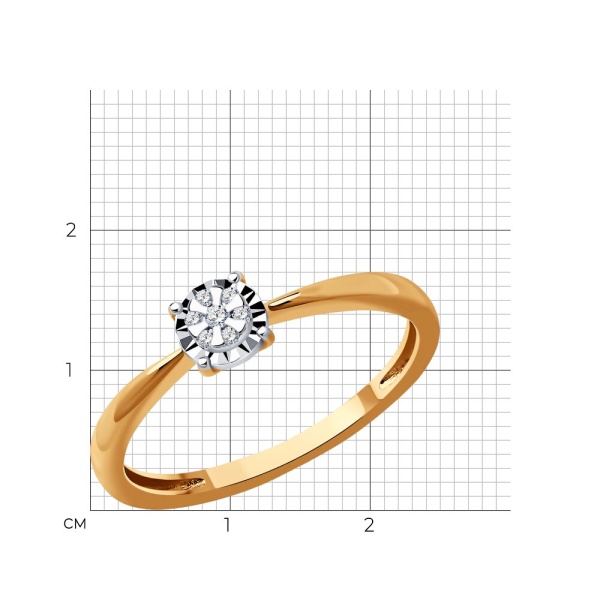 Кольцо из красного золота с бриллиантами