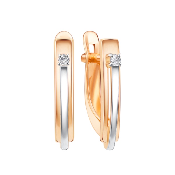 Серьги из красного золота с фианитами