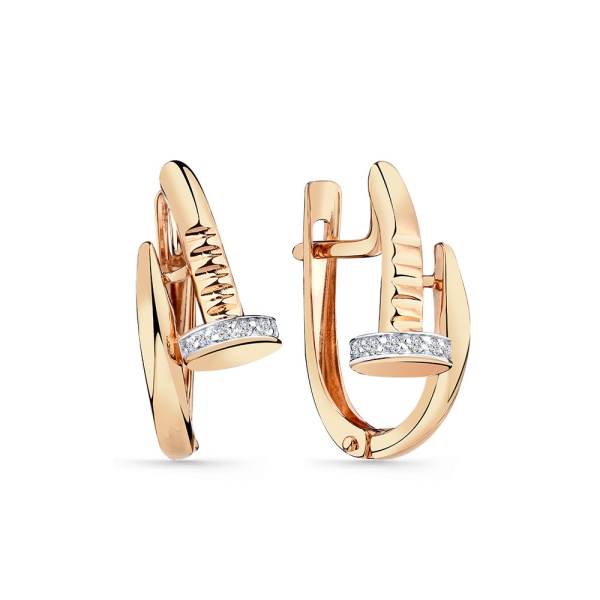 Серьги из красного золота с фианитами