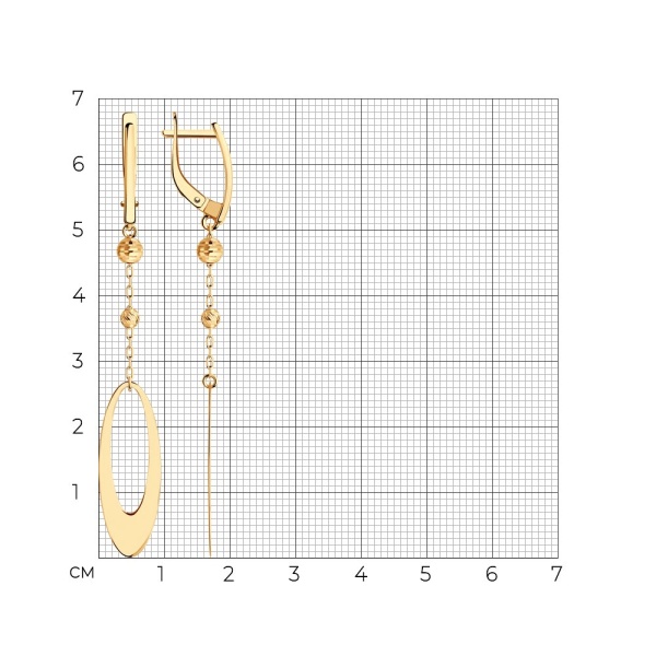 Серьги-цепочки из красного золота