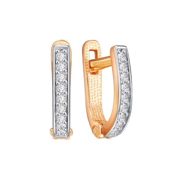 Серьги из красного золота с фианитами