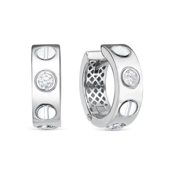 Серьги конго из серебра с фианитами