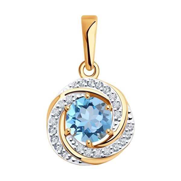 Подвеска из красного золота с топазом и фианитами