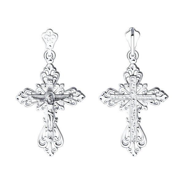 Крестик православный из белого золота