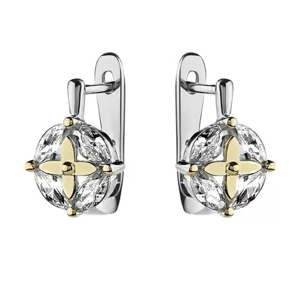 Серьги из серебра с фианитами
