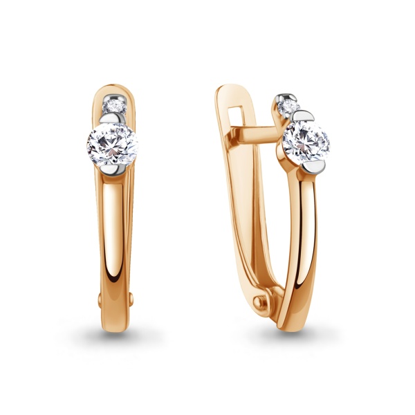 Серьги из красного золота с фианитами