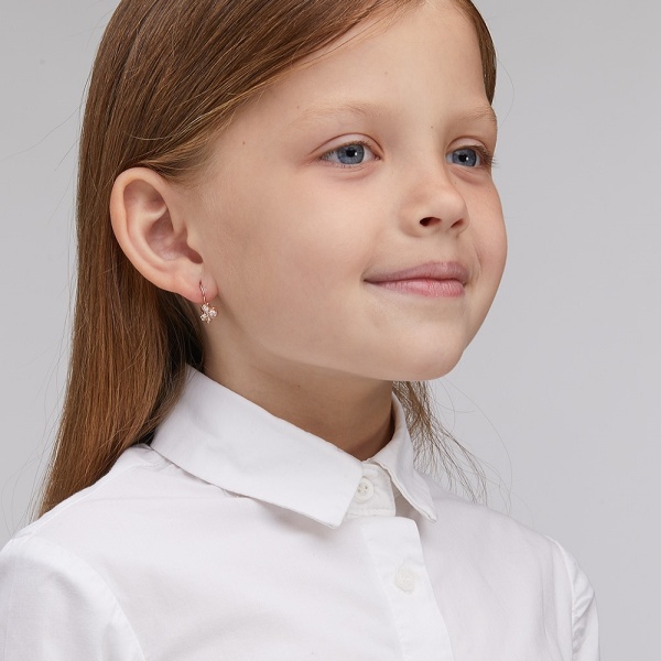 Серьги «Бабочки« из красного золота 585 пробы с фианитами