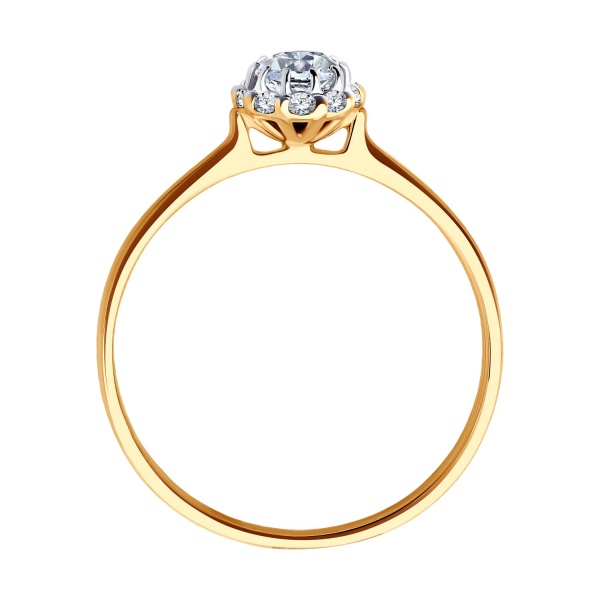 Кольцо из красного золота с фианитами