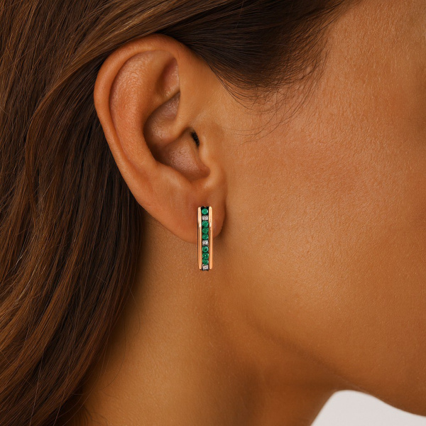 Серьги из красного золота с изумрудами и бриллиантами