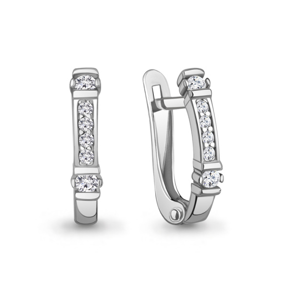 Серьги из серебра с фианитами