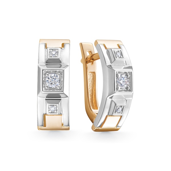 Серьги из комбинированного золота с бриллиантами