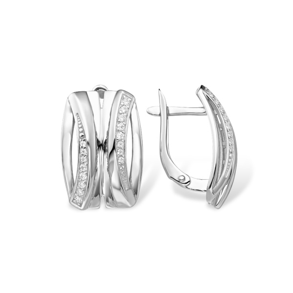 Серьги из серебра с фианитами
