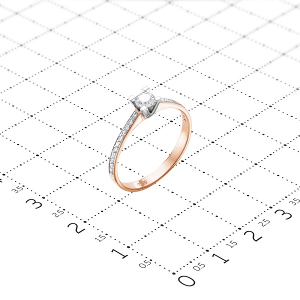 Кольцо из красного золота с бриллиантами