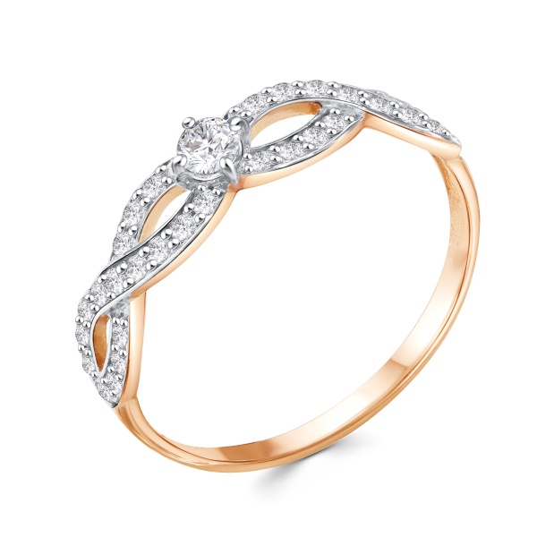 Кольцо из красного золота с фианитами