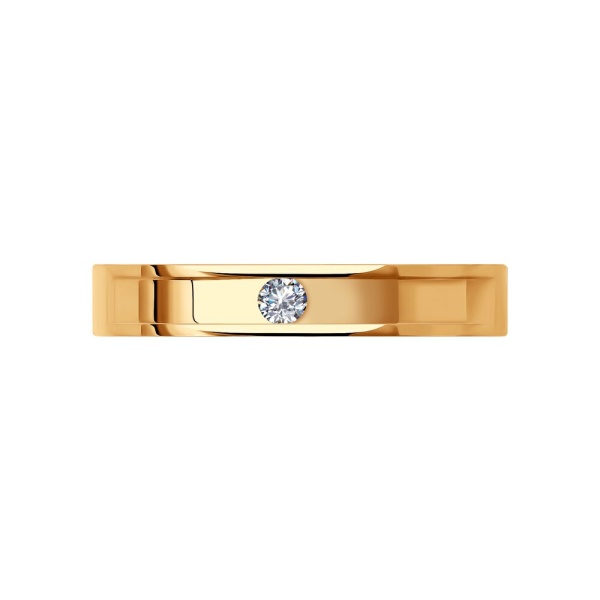 Обручальное кольцо из красного золота с бриллиантом