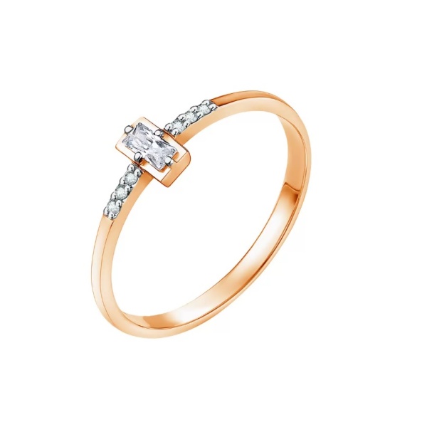 Кольцо из красного золота с фианитами