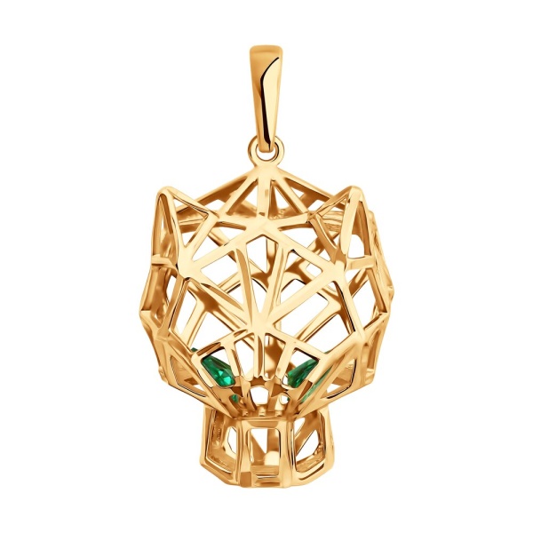 Подвеска из красного золота с фианитами и эмалью