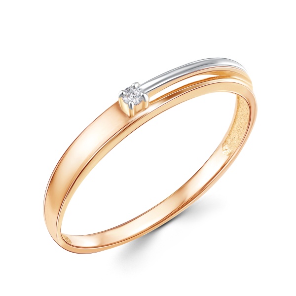 Кольцо из красного золота с фианитом