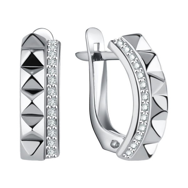 Серьги из серебра с фианитами