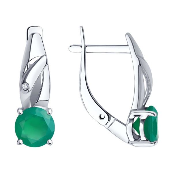 Серьги из серебра с агатами и бриллиантами