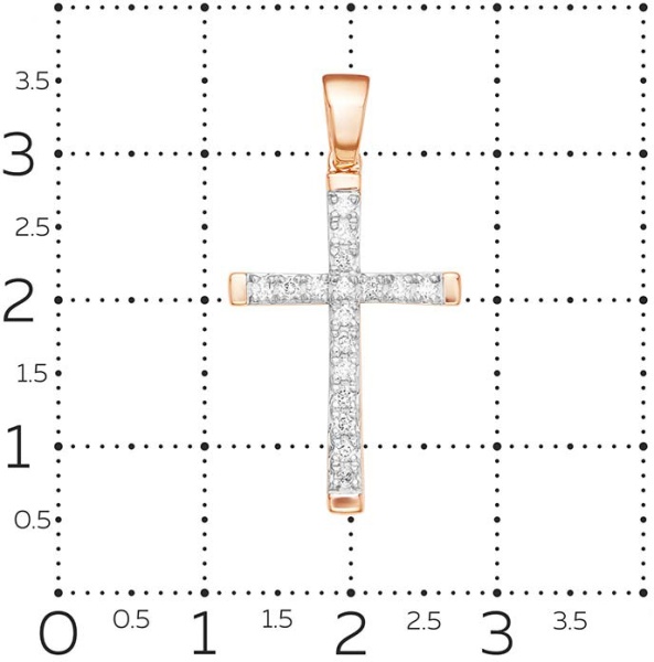 Декоративный крестик из красного золота с бриллиантами