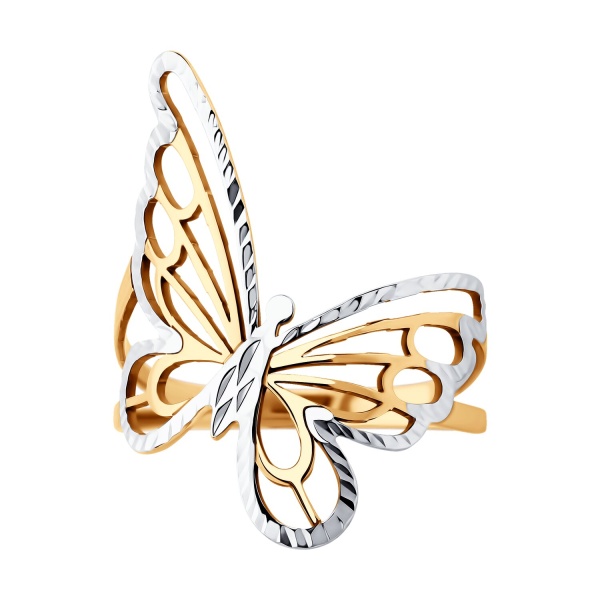 Кольцо из комбинированного золота «Бабочка»