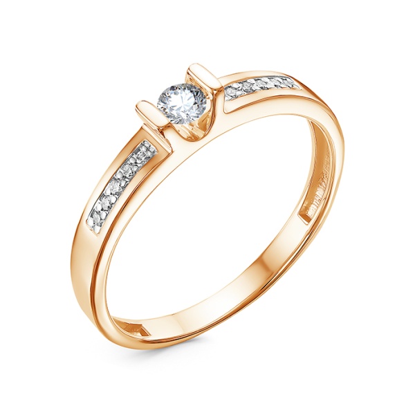 Кольцо из красного золота с бриллиантами