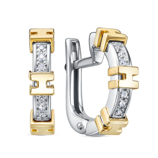 Серьги из серебра с фианитами