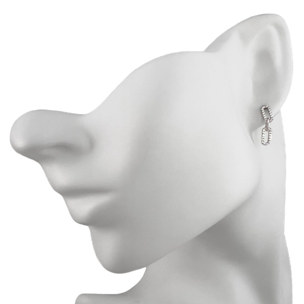 Серьги пусеты из белого золота с фианитами