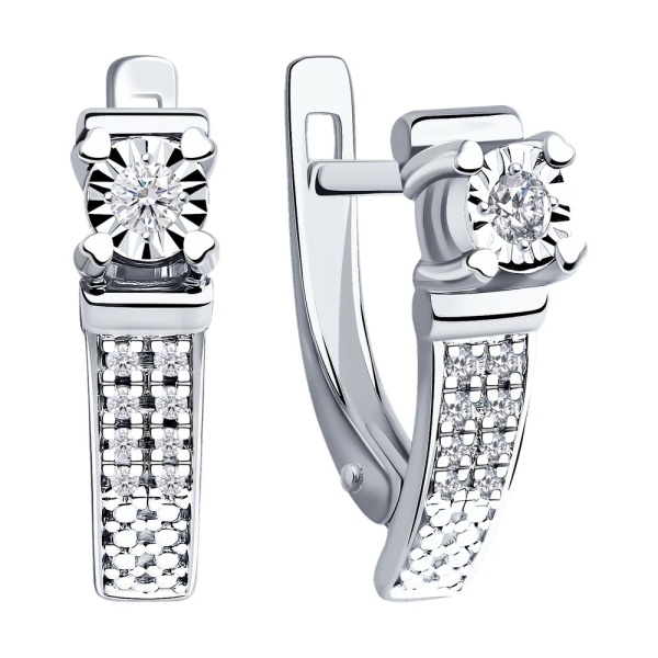 Серьги из белого золота с бриллиантами