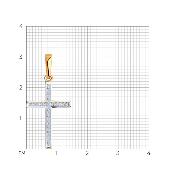 Декоративный крестик из красного золота с бриллиантами