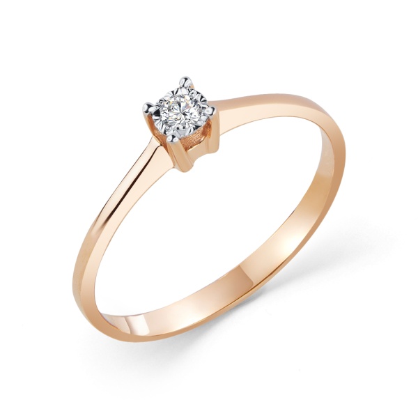 Кольцо из красного золота с бриллиантом