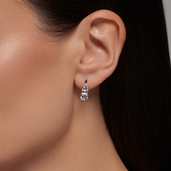 Серьги из красного золота с топазами и фианитами