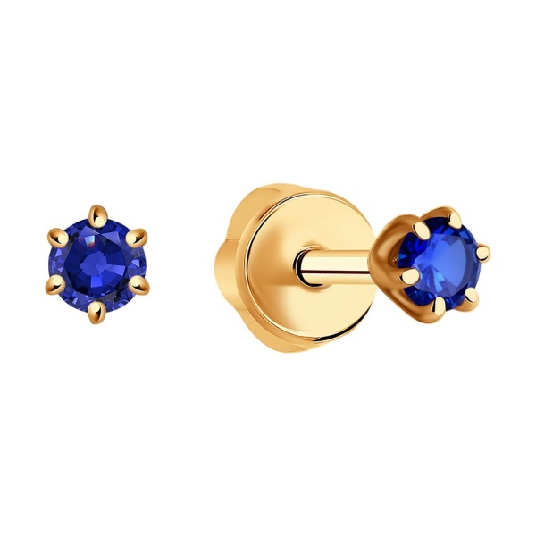 Серьги пусеты из красного золота с сапфирами