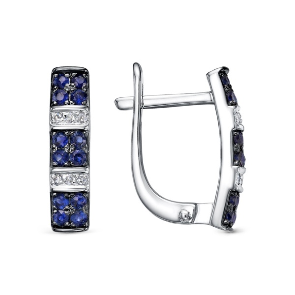 Серьги из белого золота с сапфирами и бриллиантами