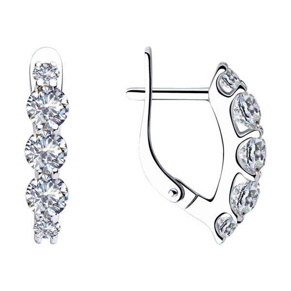 Серьги из серебра с фианитами