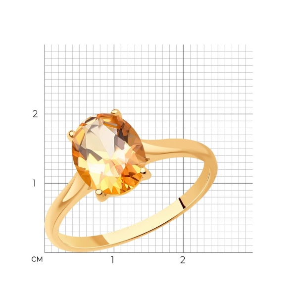 Кольцо из красного золота с топазом
