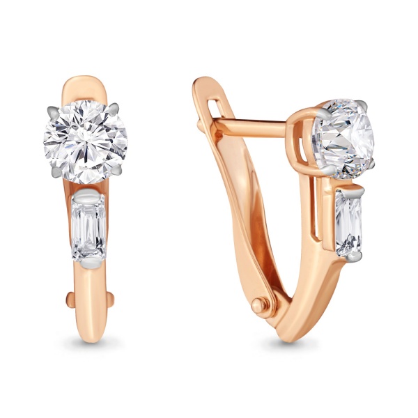 Серьги из красного золота с фианитами