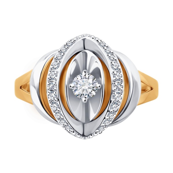 Кольцо из красного золота с бриллиантами