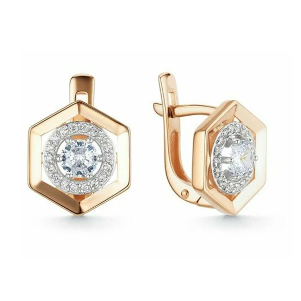 Серьги из красного золота с фианитами