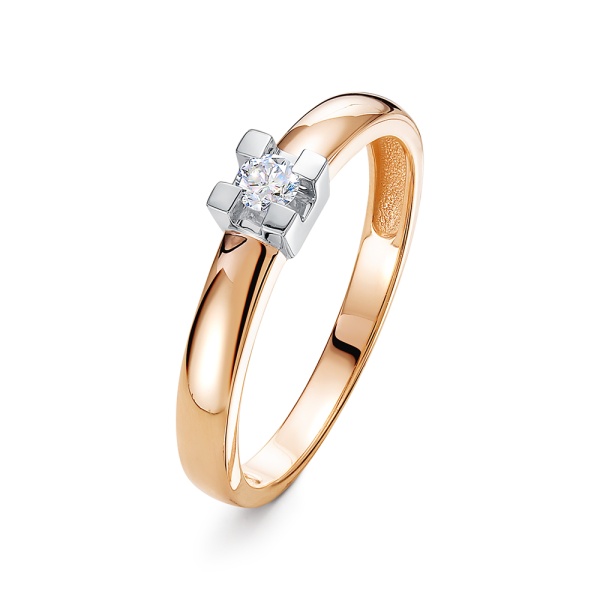 Кольцо из красного золота с бриллиантом